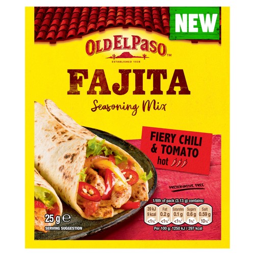 Old El Paso Hot Chili & Tomato Fajita Seasoning Mix 25g