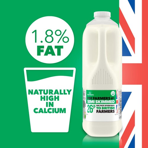 Morrisons For Farmers British Semi Skimmed Milk 6 Pint