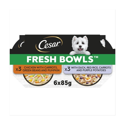 Cesar Fresh Bowls Wet Dog Food Mixed Selection In Gravy 6 x 85g
