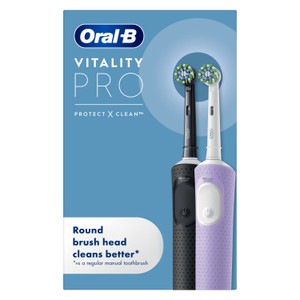 Oral-B Vitality Pro Black + Lilac Duo Rechargeable Toothbrushes