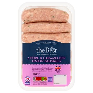 Morrisons The Best Thick Pork & Caramelised Onion Sausages 400g