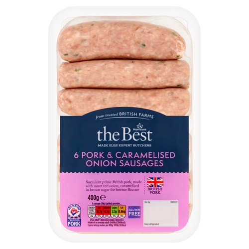 Morrisons The Best Thick Pork & Caramelised Onion Sausages 400g