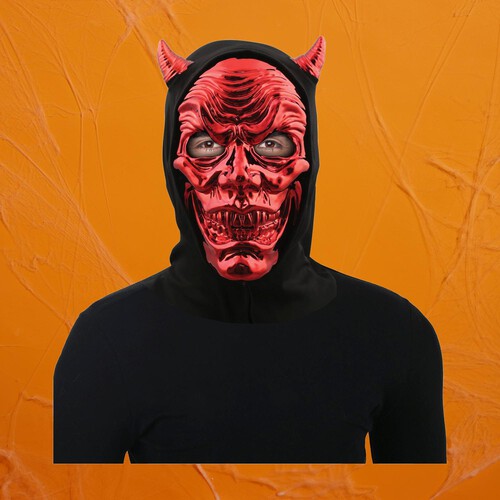 Morrisons Halloween Hooded Red Devil Mask