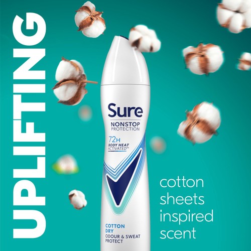 Sure Antiperspirant Deodorant Nonstop Protection Cotton Dry 250ml