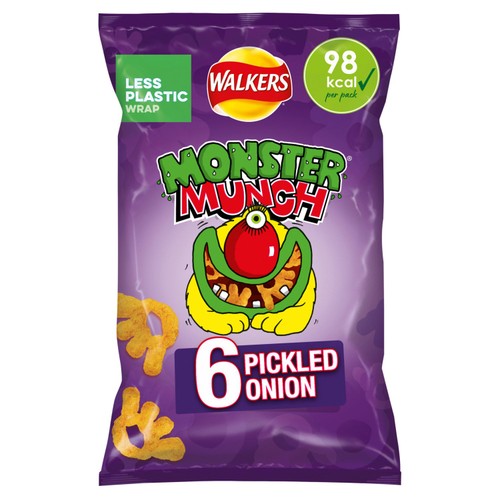 Walkers Monster Munch Pickled Onion Multipack Snacks Crisps 6x20g