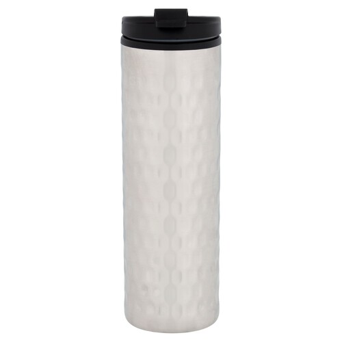 Morrisons Silver Embossed Stainless Steel Travel Mug 400Ml