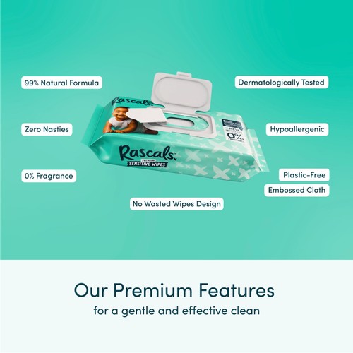 Rascals Sensitive Biodegradable Baby Wipes 