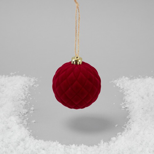 Morrisons Hanging Burgundy Flocked Quilted Christmas Decoration