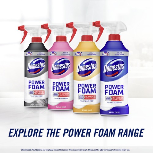 Domestos Bleach Foam Toilet and Bathroom Cleaner Spray 450ml
