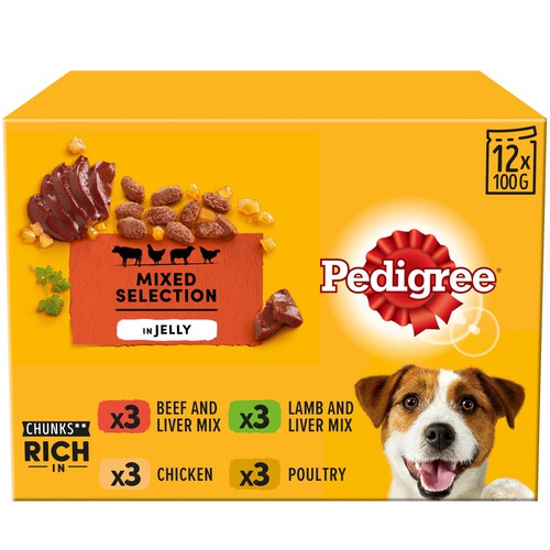 Pedigree Adult Wet Dog Food Pouches Mixed In Jelly 