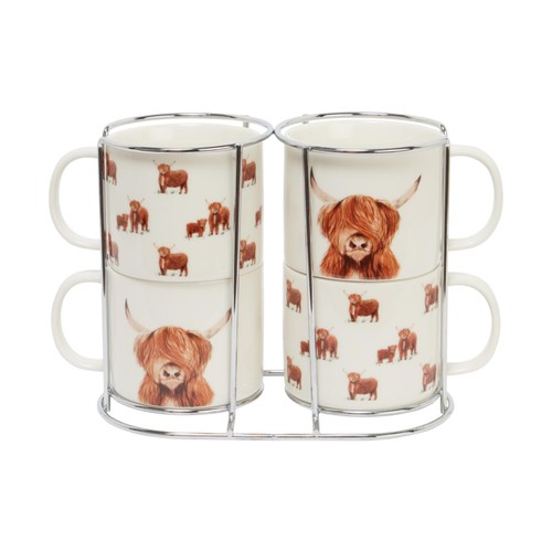 Highland Cow Stacking Mugs
