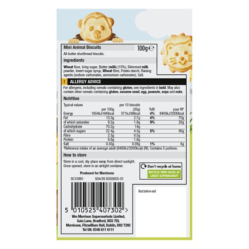 Morrisons Mini Animals Biscuits 100g