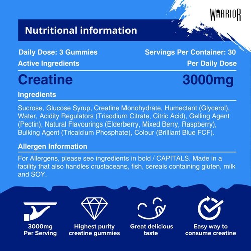 Warrior Creatine Gummies Blue Raspberry 90 Pack