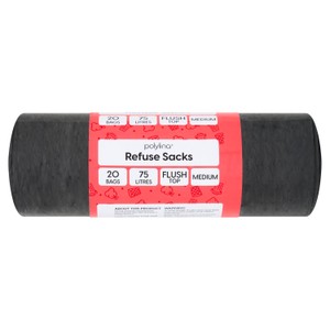 Polylina 75L Flush Top Refuse Sacks 20 per pack