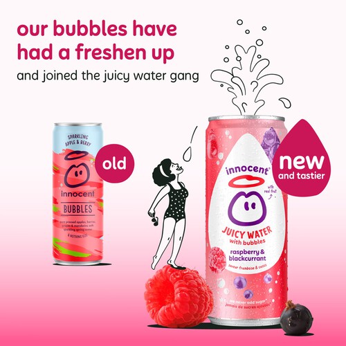 Innocent Juicy Water With Bubbles Raspberry & Blackcurrant 