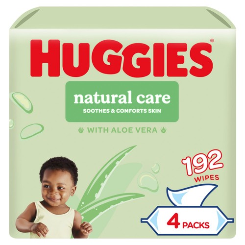 Huggies Natural Care Plastic Free Baby Wipes 4 x 48 Pack