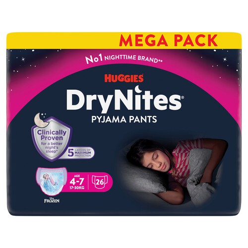 Huggies Drynites Age 4-7 Pyjama Pants Girl Mega 