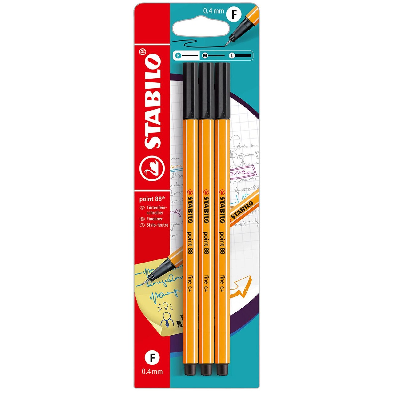 Stabilo Point 88 Black 3pk
