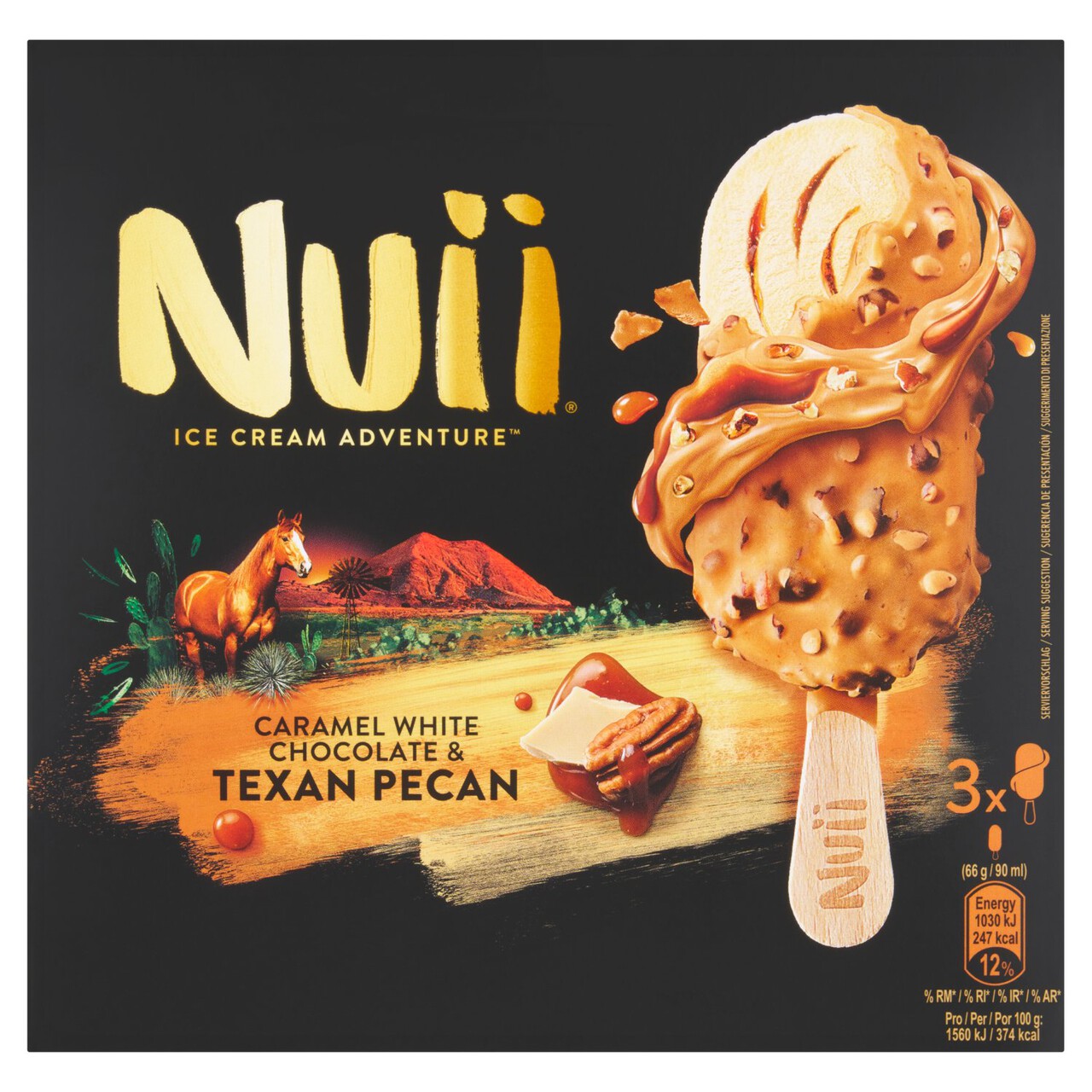 Nuii Caramel White Chocolate & Texan Pecan Ice Cream Sticks Morrisons
