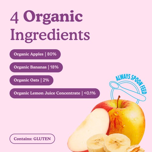 Little Freddie Apples, Bananas & Oats Baby Food Pouch 6 Months 100G