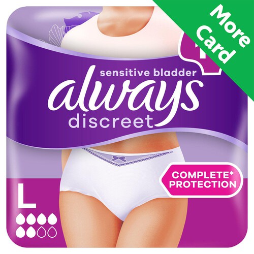 Always Discreet Underwear Incontinence Pants Normal Large 10 pack