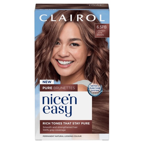 Clairol Nice'n Easy Pure Brunettes Hair Dye Lightest Latte Brown 6.5PB