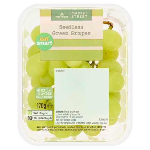 Morrisons Green Grapes Punnet 170g