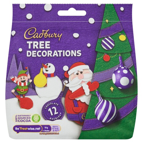 Cadbury Milk Chocolate Tree Bauble Decorations Bag 