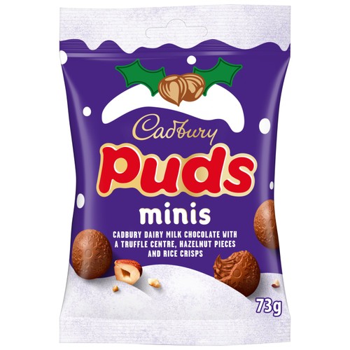 Cadbury Mini Puds Chocolate Bag with Hazelnuts 73g