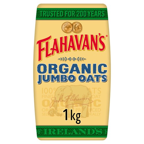 Flahavan's Organic Jumbo Oats 1kg - Irish Wholegrain Oats For Porridge & Baking