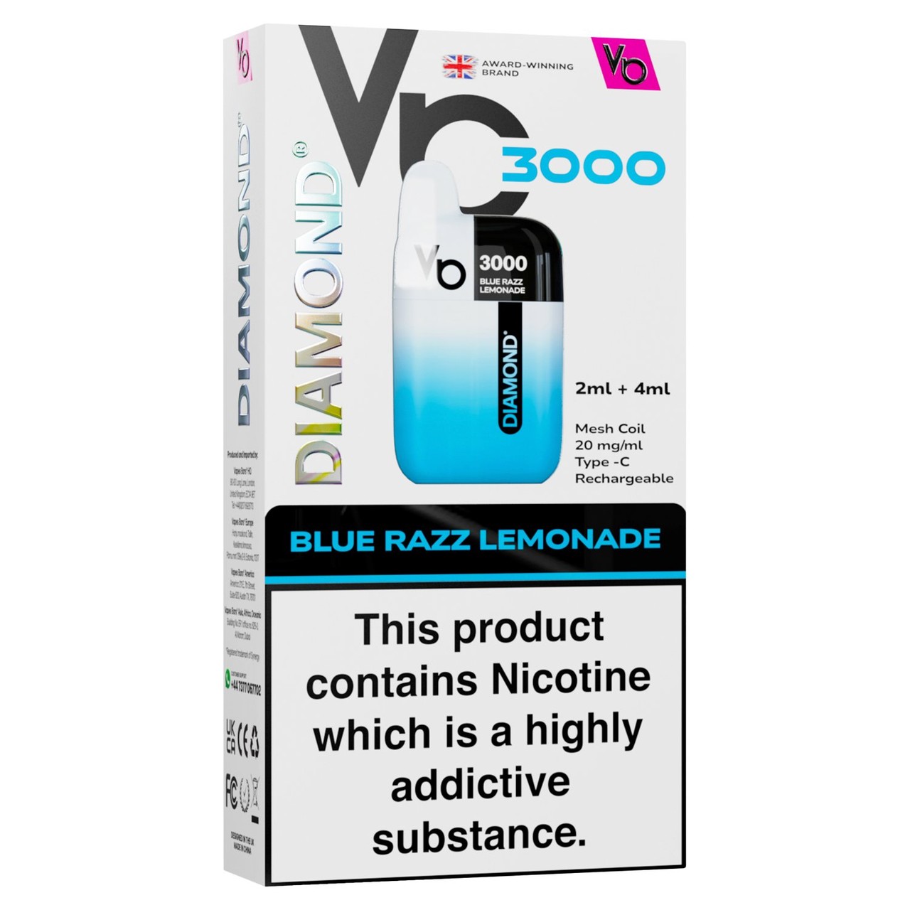 Vapes Bars Diamond 3K Starter Kit Blue Razz Lemonade