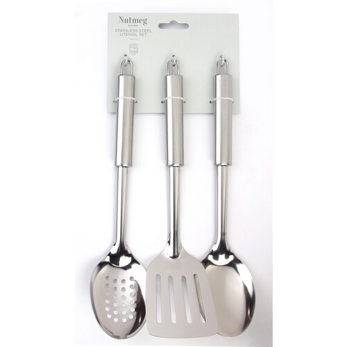 Nutmeg Home 3pc Stainless Steel Utensil Set