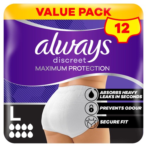 Always Discreet Maximum Protection Heavy Thick Pants Large
