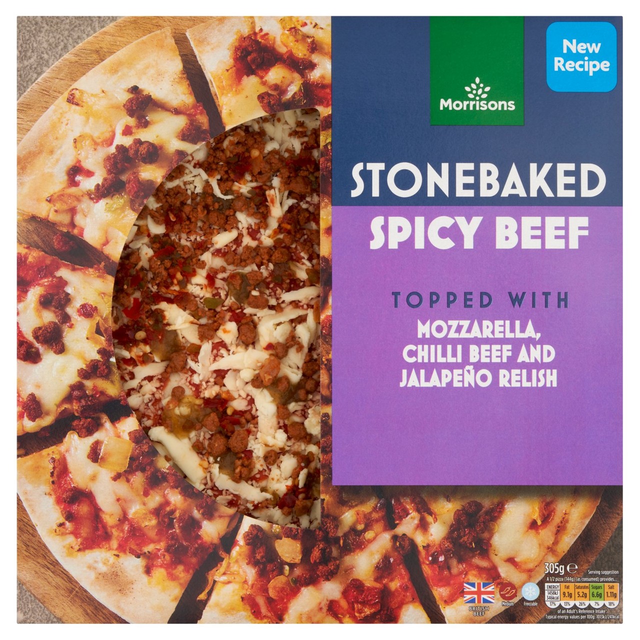 Morrisons Stonebaked Spicy Beef Pizza 305g