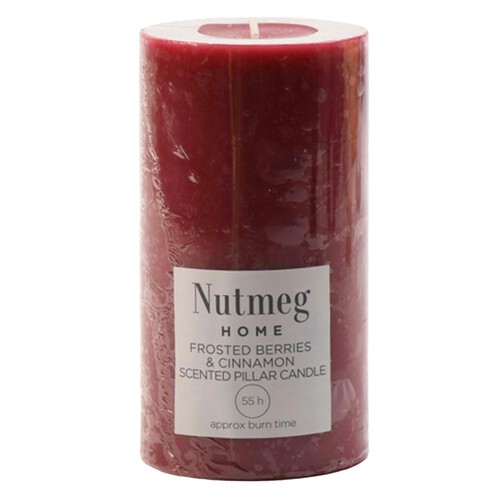 Nutmeg Home Scented Pillar Candle Frosted Berries & Cinnamon