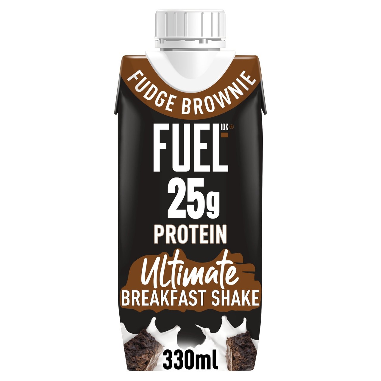FUEL10K Fudge Brownie 25g High Protein Breakfast Shake Drink 330ml
