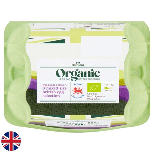 Morrisons Organic 6 Mixed Size British Egg Selection