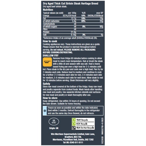 Morrisons British The Best Signature Collection Dry Aged Sirloin Steak 350g