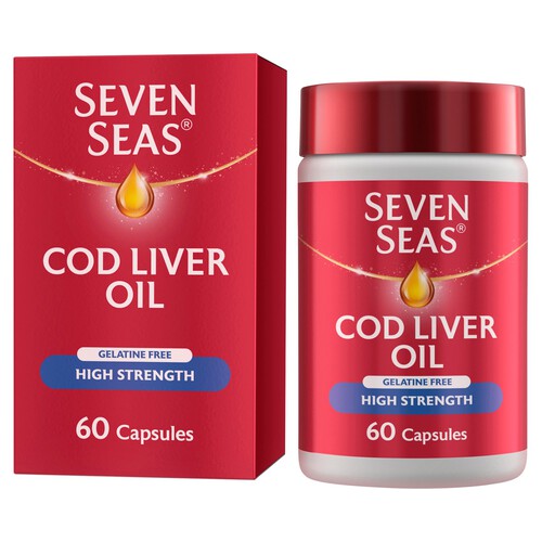 Seven Seas Cod Liver Oil High Strength Gelatine Free Omega-3 60 Caps