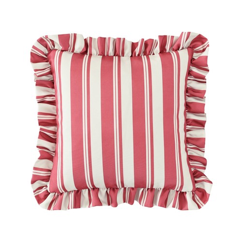 Nutmeg Striped Frill Cushion Red
