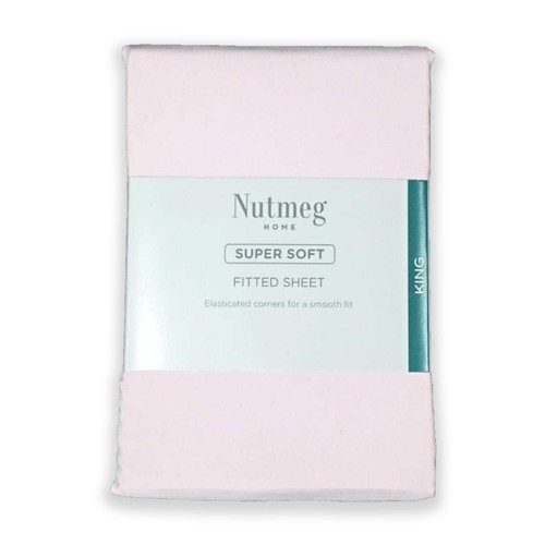 Nutmeg Home Soft Touch Pink Colour Fitted Sheet King