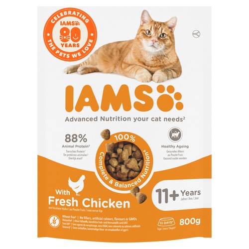 Iams For Vitality Adult Cat 11 Years With Chicken 800g