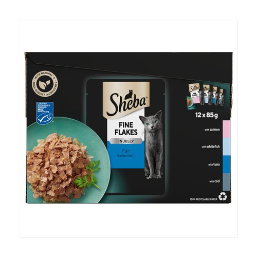 Sheba Fine Flakes Cat Food Pouches Fish In Jelly