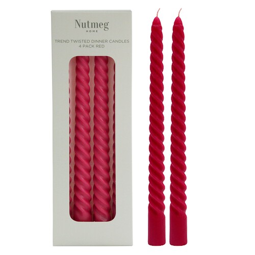 Nutmeg Home Trend Twisted Dinner Candles Red