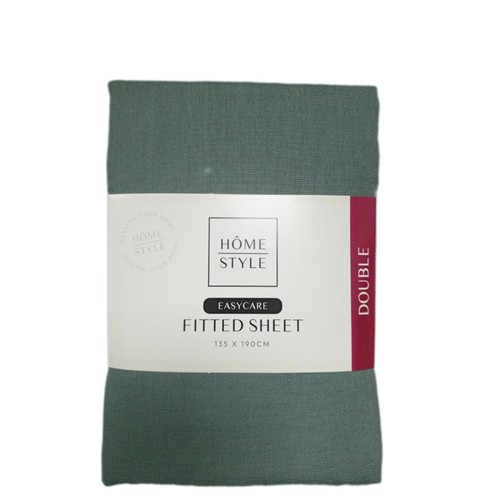 Home Style Easy Care Dark Green Fitted Sheet Double