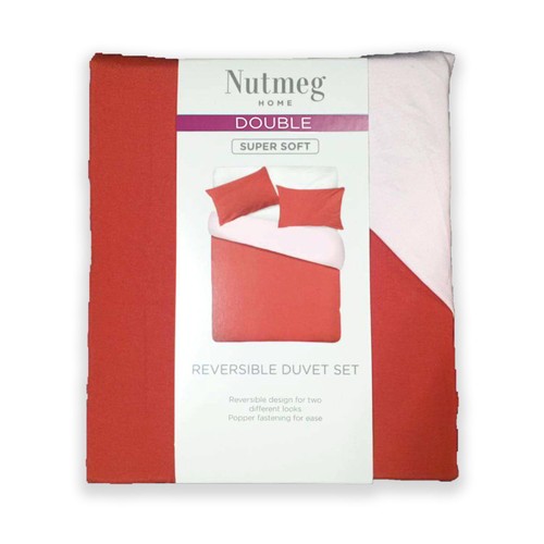 Nutmeg Home Soft Touch Pink Reversible Duvet Set Double