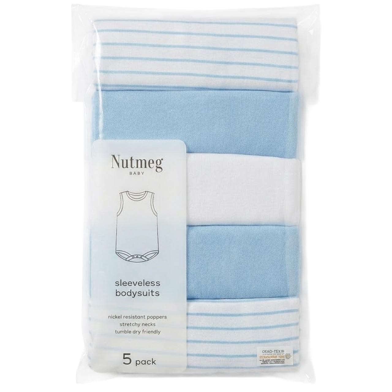 Nutmeg 0-1 Months Baby Blue Sleeveless Bodysuits