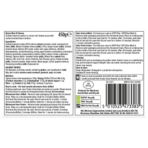 Morrisons Americanas Bacon Mac & Cheese 450g