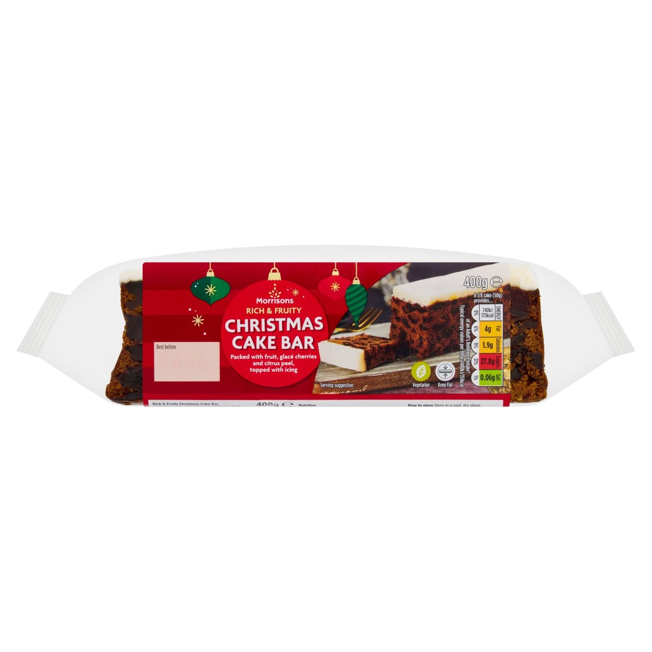 Morrisons Rich & Fruity Iced Christmas Cake Bar