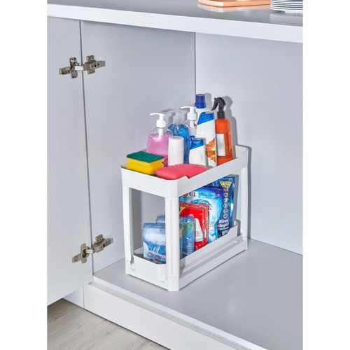 DWW Home Adjustable Undersink Organiser White